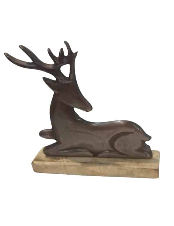 Hirschfigur Weihnachts-Tischdeko aus Holz braun 12 cm