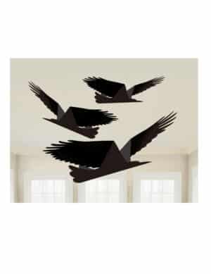 Horror-Vögel Halloween-Hängedeko 3-teilig schwarz 33-43 cm