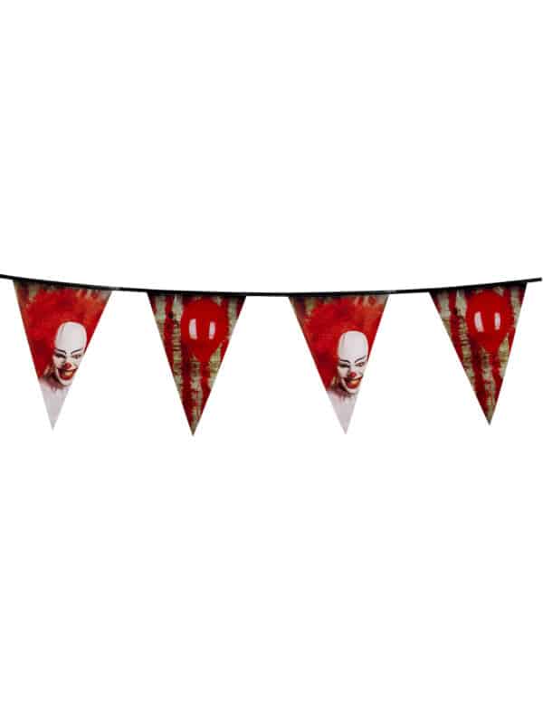 Horrorclown-Girlande Halloween-Dekoration rot-weiss-schwarz 30x600cm