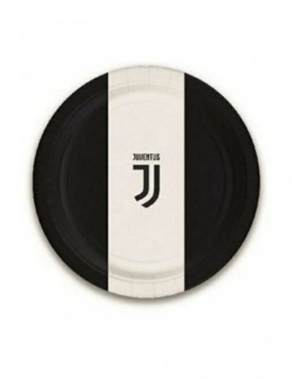 Juventus-Pappteller klein Tischdeko 8 Stück schwarz-weiss 18cm