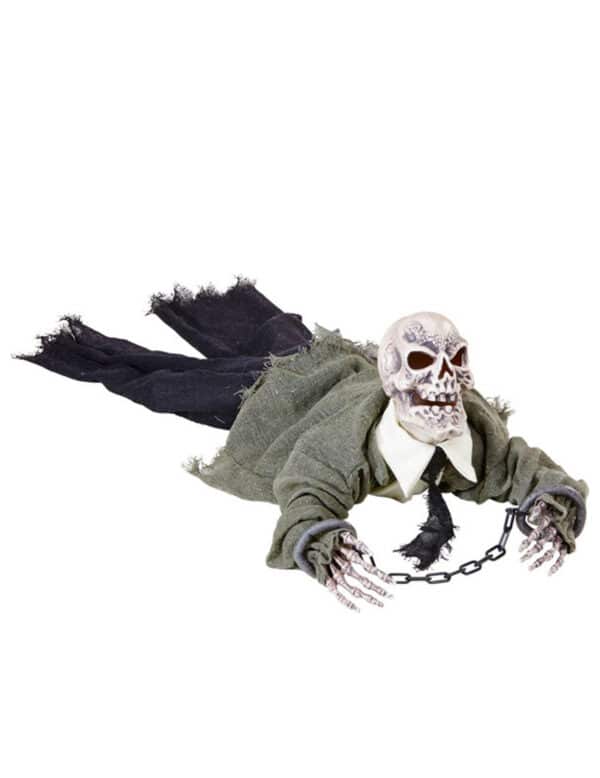 Kriechende Skelett-Leiche animiert mit Sound und Leuchtaugen Halloween-Party-Deko weiss-bunt 80cm