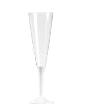 Kunststoff-Champagnergläser mit weißem Fuß 10 Stück transparent-weiß 150 ml