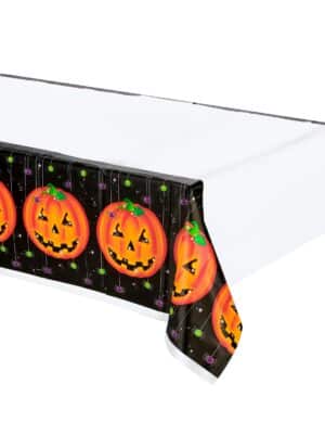 Kürbis Halloween-Tischdecke weiss-orange-schwarz 137x259cm