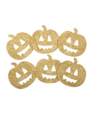 Kürbisdeko Konfetti Tischdeko Halloween 6 Stück goldfarben 5 cm