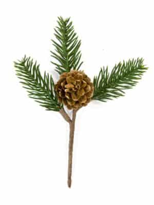 Lärchen-Zweig mit Zapfen Weihnachts-Tischdeko braun-grün 15 cm