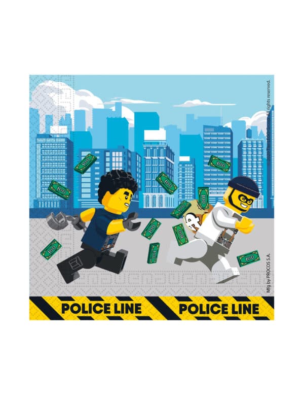 Lego City-Papierservietten FSC zertifiziert 20 Stück bunt 33 x 33 cm