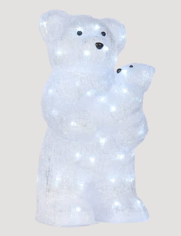 Leuchtende Eisbär-Dekofigur mit Baby weiß 44 x 24 x 23 cm
