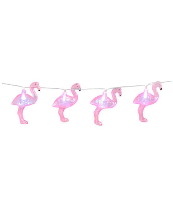 Leuchtende Flamingo-Girlande pinkfarben 140 cm
