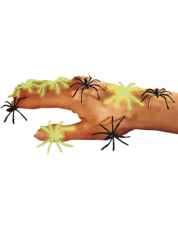 Leuchtende Halloween-Spinnen Phosphoreszierende Deko-Spinnen 6 Stück schwarz-grün