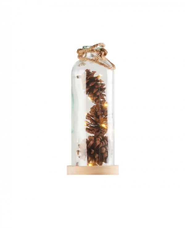 Leuchtende Weihnachts-Vase Tannenzapfen braun-transparent 31 x 13