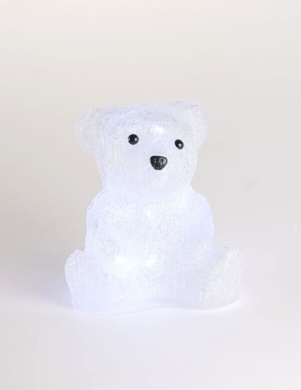 Leuchtender Eisbär Weihnachts-Dekofigur weiß 20 cm