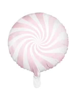 Luftballon Aluminiumballon Ballon Lolli Lutscher Candy rosa-weiss 45 cm