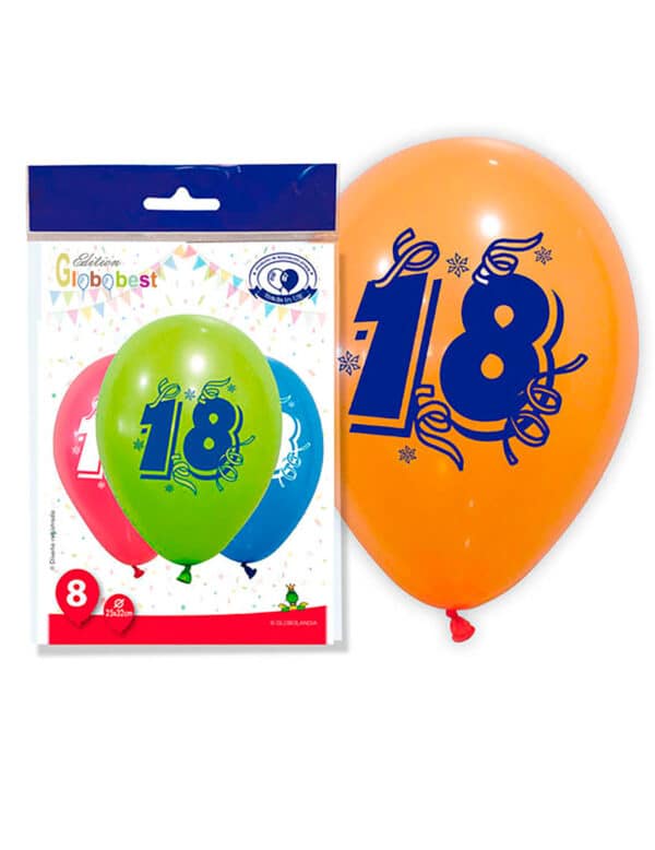 Luftballon-Set Geburtstags-Ballons 18 Jahre Jubiläum-Deko 10 Stück bunt