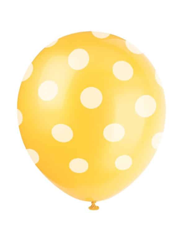Luftballons Raumdeko 6 stück gelb-weiss gepunktet