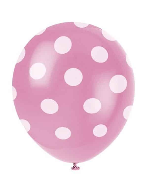 Luftballons Raumdeko 6 stück rosa-weiss gepunktet