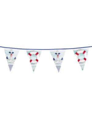 Marine-Girlande Wimpel Partydeko blau-rot-weiss 6m