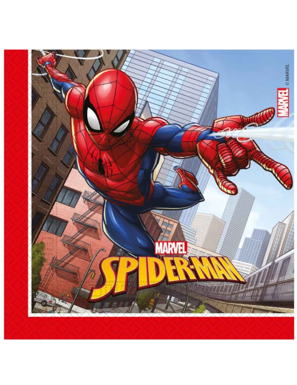 Marvel Spiderman-Servietten Superhelden-Tischdeko 20 Stück bunt 33 x 33 cm