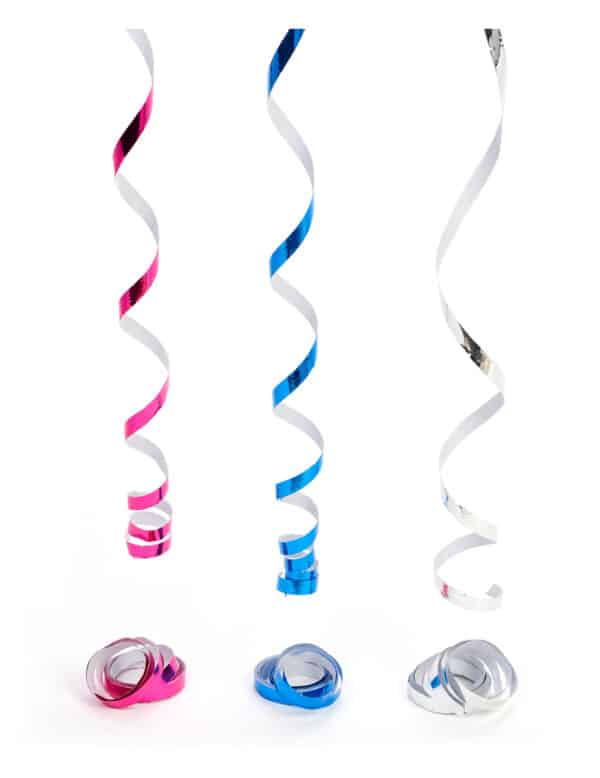 Metallic-Luftschlangen Party-Deko 3-teilig silber-blau-pink 4m