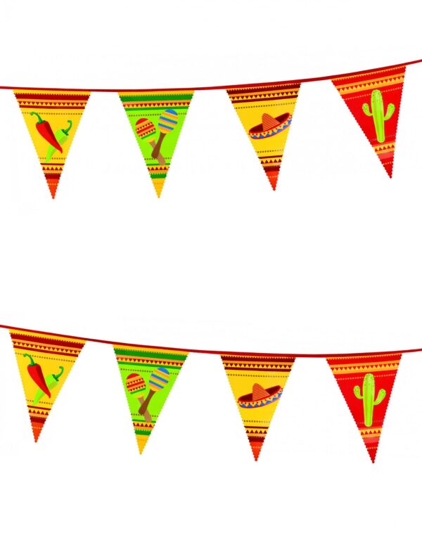 Mexiko-Wimpelgirlande Party-Deko grün-gelb-rot 6m