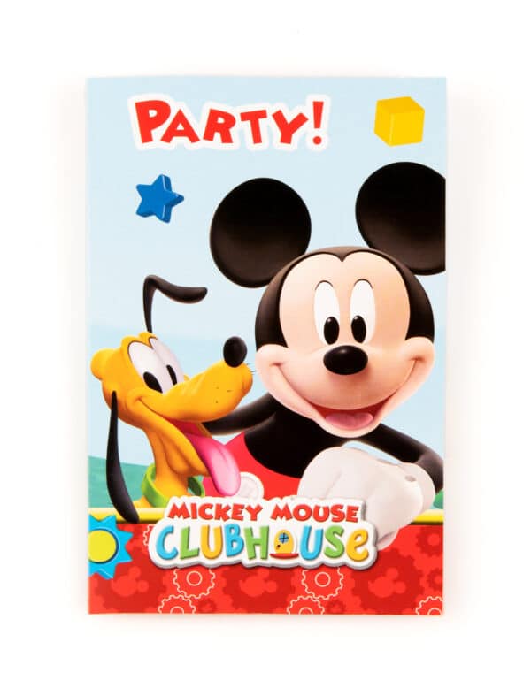 Mickey Mouse Einladungskarten und Umschläge mit Micky und Pluto Disney-Lizenzartikel 6 Stück bunt