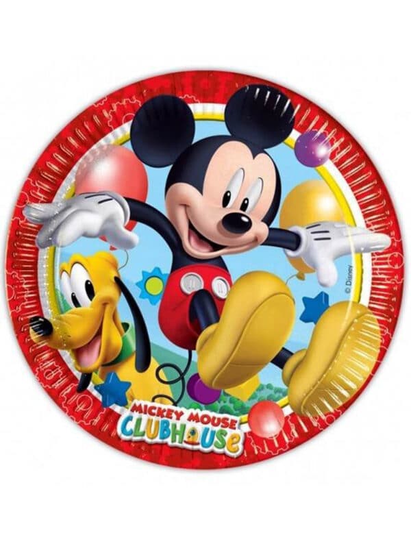 Mickey Mouse Partyteller mit Micky und Pluto Disney-Lizenzartikel 8 Stück bunt 23cm