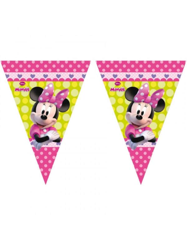 Minnie Maus Girlande Wimpelgirlande Disney-Lizenzartikel pink-grün 3m