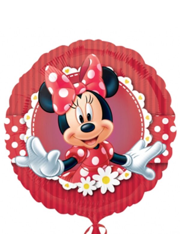 Minnie Maus Luftballon Aluminium-Ballon Disney-Lizenzartikel rot-weiss-schwarz 45cm