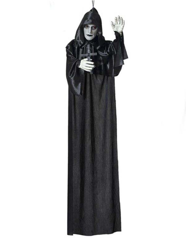 Mönch-Dekofigur mit Leuchteffekt Halloween-Deko schwarz-weiss 120 cm