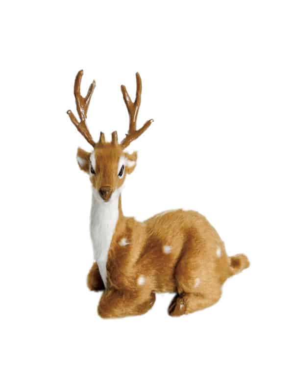 NIedliche Hirsch-Dekofigur für Weihnachten braun-weiß 12 cm