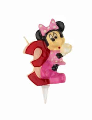 Niedliche Minnie Kerze Zahl 3 rosa-rot