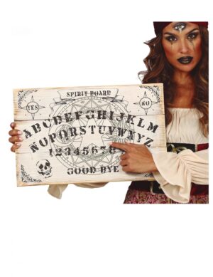 Ouija-Brett aus Holz Halloween-Partydeko beige-schwarz 48x32 cm