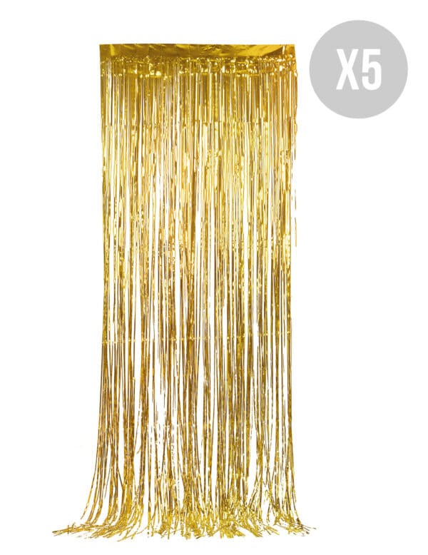 Vorhang-Set glitzernd Silvester-Deko 5 Stück gold 90x244cm