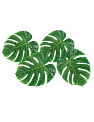 Palmenblätter Hawaiiparty-Tischdeko 4 Stück grün 33x27cm