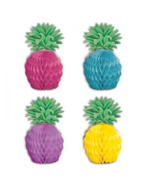 Papier-Ananas Tischdeko 8 Stück bunt 12 cm