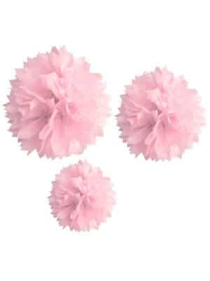 Papier-Pompons Geburtstag Oster-Deko 3-Stück rosa