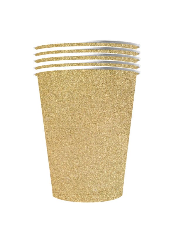 Papp-Becher American Cups recyclebar Tischdeko gold 10 Stück 530 ml