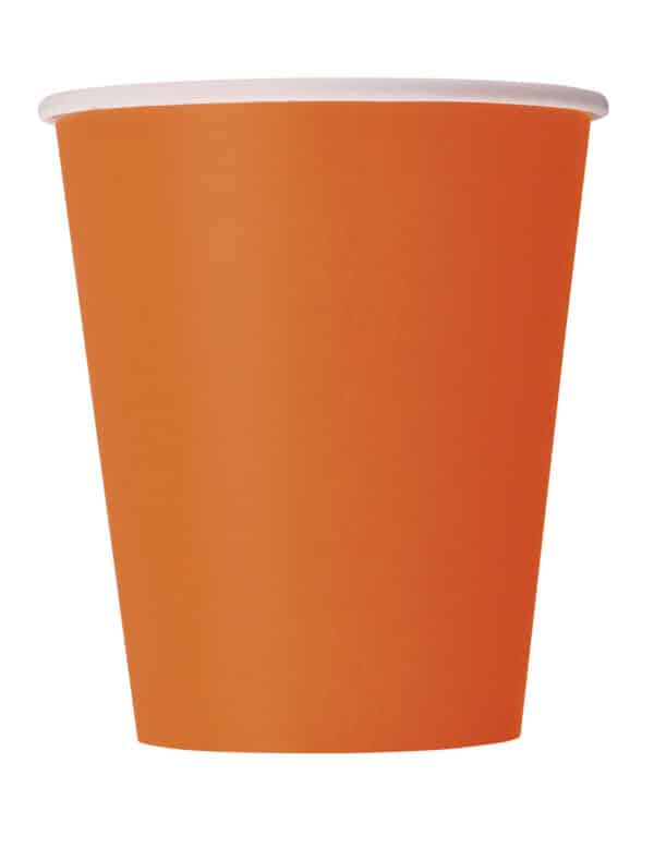 Pappbecher Partyzubehör 14 Stück orange 266 ml