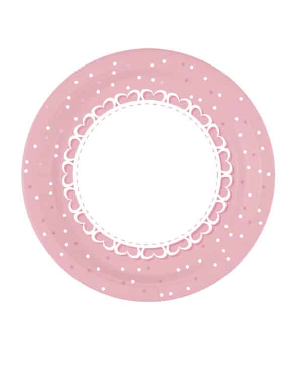 Pappteller Einweggeschirr Babyparty 8 Stück 23 cm Durchmesser rosa