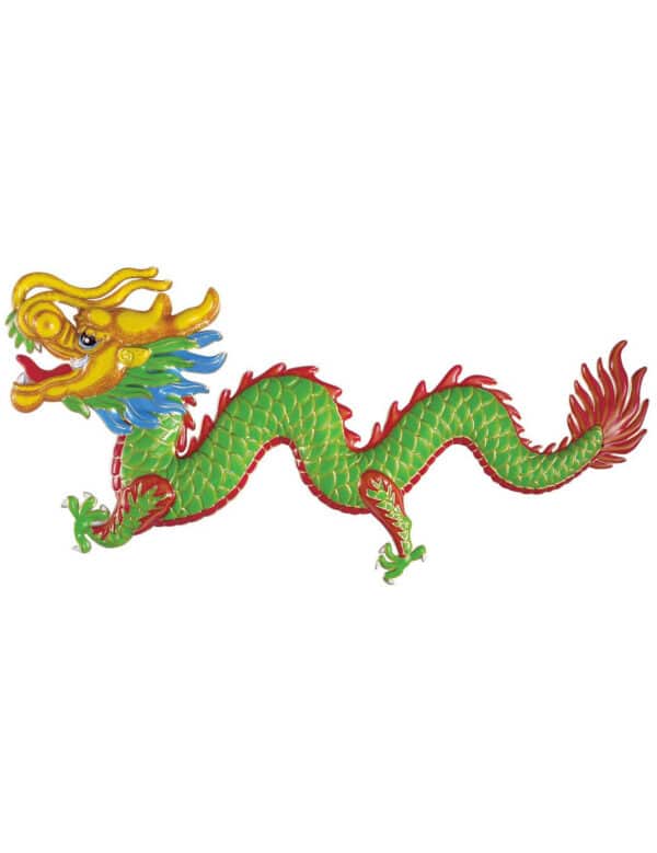 Party Deko Chinesischer Drache grün-rot-gelb-blau 100cm