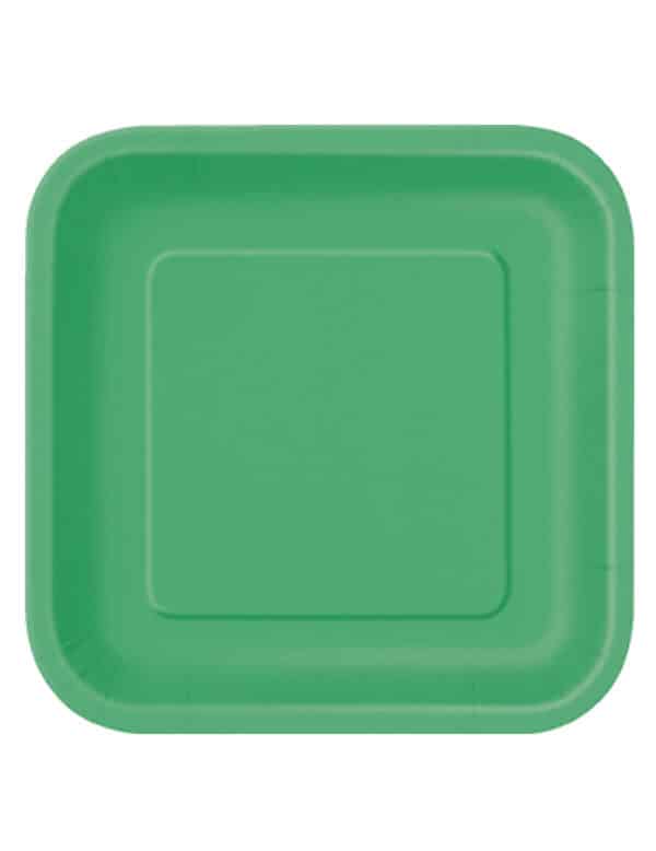 Party Pappteller quadratisch 14 Stück grün 23cm