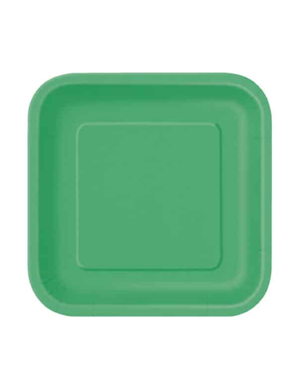 Party Pappteller quadratisch klein 16 Stück grün 18cm