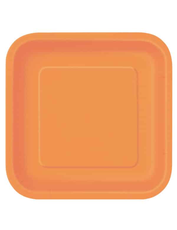 Party-Teller quadratische Teller 14 Stück orange 22 cm
