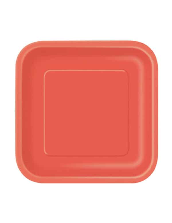 Party-Teller quadratische Teller 16 Stück rot 12