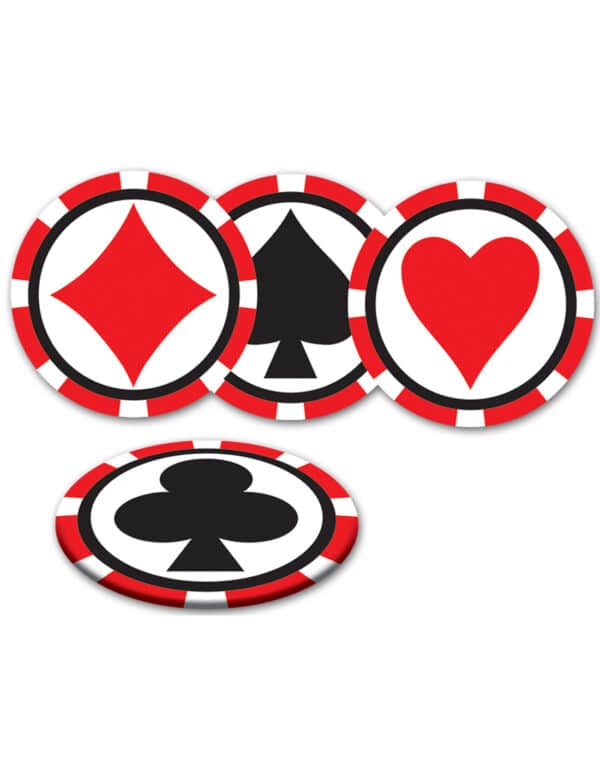 Party Untersetzer Casino 8-teilig schwarz-rot-weiss 8