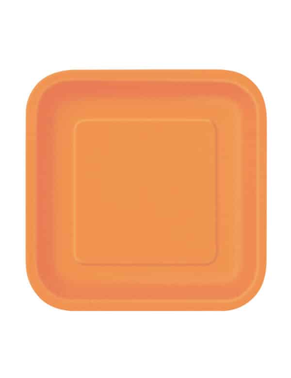 Partyteller quadratische Teller 16 Stück orange 18x18cm