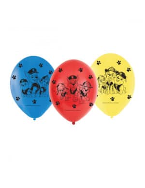 Paw Patrol-Luftballons 6 Stück rot-blau-gelb 23cm