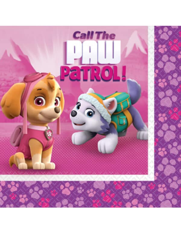 PAW-Patrol-Papierservietten 33 x 33 cm violett-rosa