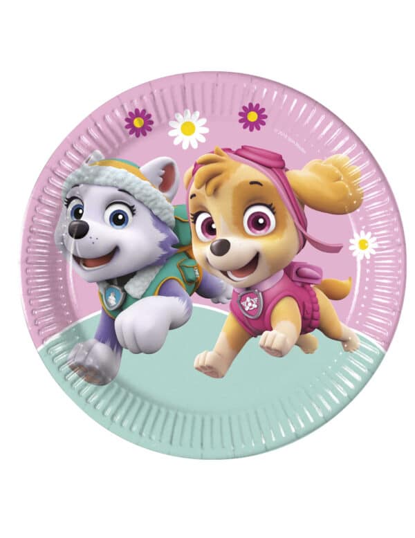 Paw Patrol-Pappteller Skye und Everest Tischdeko 8 Stück bunt 23cm