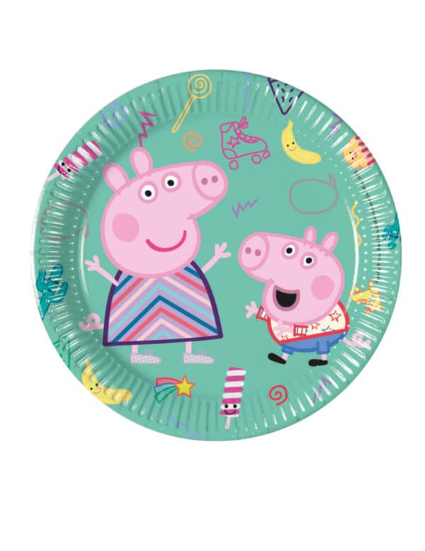 Peppa Wutz-Partyteller Pappteller 8 Stück grün-bunt 20cm