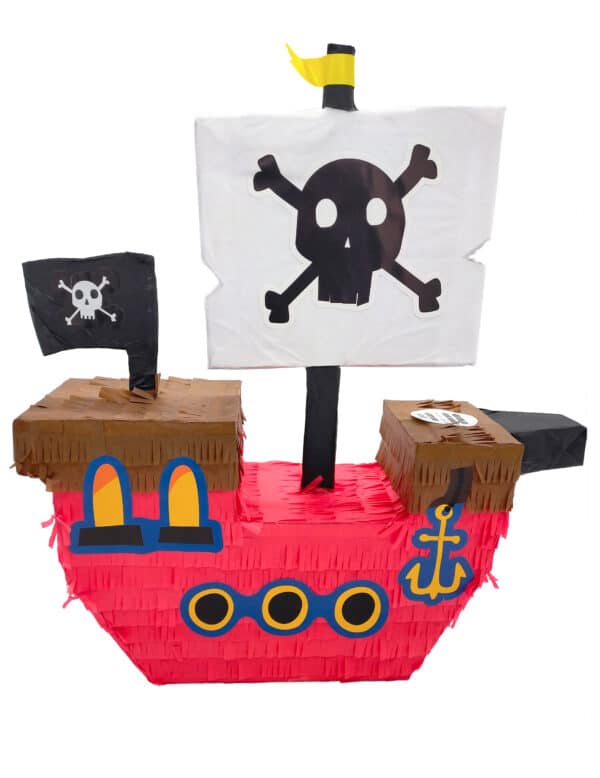 Pinata Kindergeburtstag Pirat in rot-braun und schwarz 50 x 43 cm